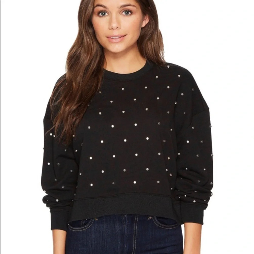 Romeo + Juliet Couture Studded Cropped Sweatshirt